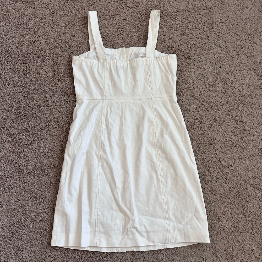 Theory Womens 4 Kayleigh Linen Blend White Button Front Mini Dress - Picture 14 of 16